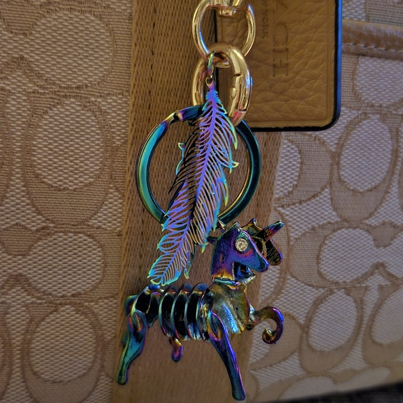 Hand Crafted Accessories - New! Oil Slick Unicorn Rainbow Keychain / Bag Charm beautifully handcrafted